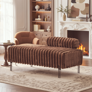Sunvega Upholstered Adjustable Back Mini Loveseat Sofa Bench with Metal Legs