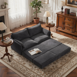Sunvega 73.6-inch Ergonomic 3-in-1 Sofa Bed with Supportive Corduroy Convertible Sleeper
