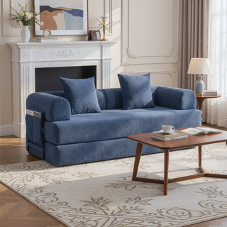 Sunvega Foldable Compressible Sofa with Metal Frame and Cushions for Small Spaces