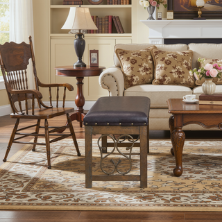 Sunvega Classic Traditional Weathered Cherry Finish Wooden Dining Furniture with Synthetic Leather Seat