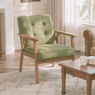 Sunvega Leisure Chair with Armrest Thick Cushion and Matching Wooden Coffee Table