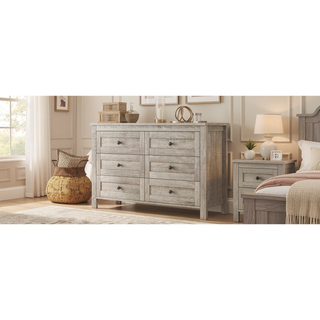 Sunvega Full Size Farmhouse Platform Bed with Double Sliding Barn Door and Charging Station