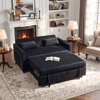 Sunvega Velvet 3-in-1 Sleeper Sofa Bed with Adjustable Backrest and Storage Pockets