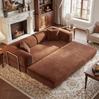 Sunvega Modular Sectional Sofa Bed with Pillow Back Support Armrest in Corduroy Fabric