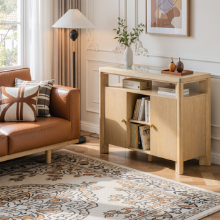 Sunvega Light Brown Contemporary Side Server with Easy Assembly and Care
