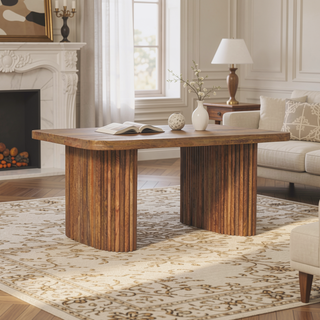 Sunvega Solid Mango Wood Soba Bench with Chunky Legs and Oak Finish