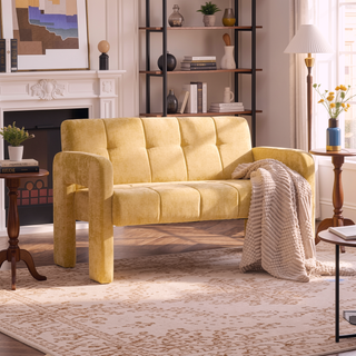 Sunvega Nordic Modern Upholstered Sofa with Dual Armrests for Living Room and Bedroom