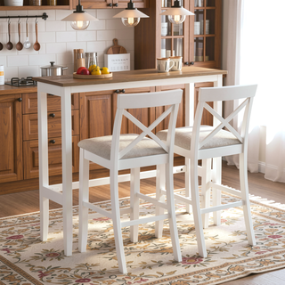 Sunvega 48" Rectangular Wood Bar Height Dining Table Set with 2 Chairs for Kitchen Breakfast Nook