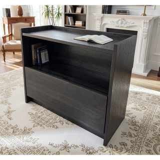 Sunvega Compact Dark Gray Nightstand with Storage Drawer for Small Spaces