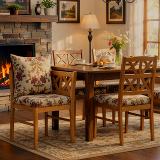 Sunvega Handwoven Rattan Dining Chairs Set of 2 with Solid Wood Legs