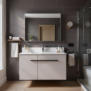 Sunvega Sintered Stone Vanity Top with Ceramic Sink and Backsplash for Bathroom