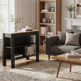 Sunvega Kitchen Island Table with Three Open Storage Shelves and Spacious Leg Room