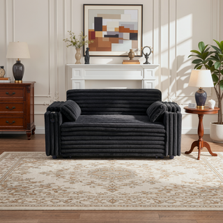 Sunvega Light Grey Corduroy Sofa Bed with Pull Out Bed and USB Charging