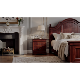 Sunvega Transitional Style Solid Wood Nightstand with Antique Brass Hanging Pulls