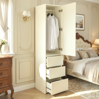 Sunvega Modular Wood Closet Cabinet with Drawers and Ample Storage in Warm White