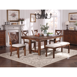 Sunvega Contemporary Style Solid Wood Bench with Upholstered Cushion for Kitchen Dining Room
