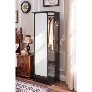 Sunvega Espresso Finish Hall Tree with Mirror and Storage for Entryway