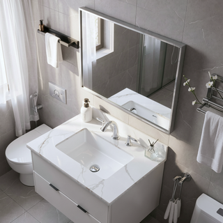 Sunvega Sintered Stone Vanity Top with Ceramic Undermount Sink and Backsplash