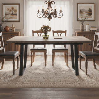 Sunvega Modern Rectangular MDF Dining Table for Six with Waterproof Surface