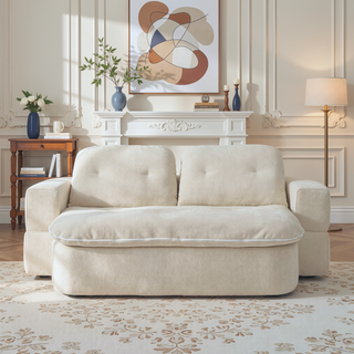 Sunvega Modern Corduroy Convertible Sofa Bed with Pillows and Quilt for Living Room