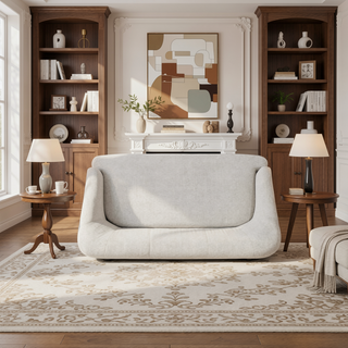 Sunvega Mid-Century Modern Loveseat with Flared Wood Legs and Polyester Fabric