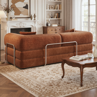 Sunvega Modular Sectional Sofa Bed with Pillow Back Support Armrest in Corduroy Fabric