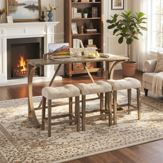 Sunvega 4-Piece Bar Table Set with Power Outlet and USB Port for Living Room