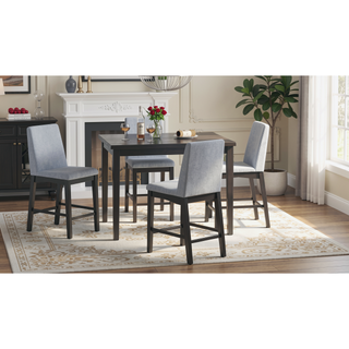 Sunvega Black Contemporary Gathering Height Table for Dining Room and Kitchen