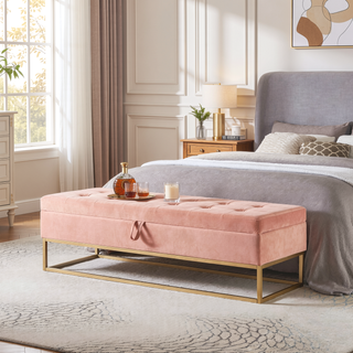 Sunvega 58.6" Contemporary Velvet Storage Bench with Button Tufted Top for Bedroom