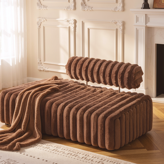 Sunvega Upholstered Adjustable Back Mini Loveseat Sofa Bench with Metal Legs