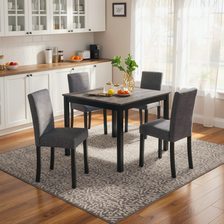 Sunvega Modern 5-Piece Dining Table Set with Upholstered Chairs for Kitchen and Dining Room