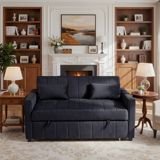 Sunvega Velvet 3-in-1 Sleeper Sofa Bed with Adjustable Backrest and Storage Pockets