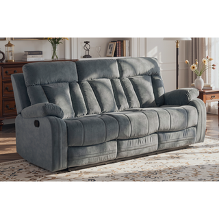 Sunvega Reclining Microfiber Sofa with Lumbar Support and Stainless Steel Base