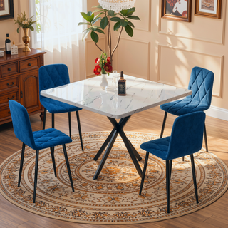 Sunvega Square Dining Table with MDF Top and Carbon Iron Legs for Kitchen Dining Room
