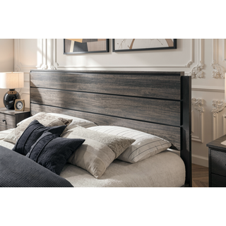 Sunvega Weathered Grey Finish Wood Queen Size Bedroom Set with Dresser Mirror