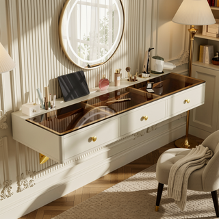 Sunvega Multifunctional Floating Vanity Table with Drawers for Bedroom and Bathroom