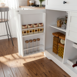 Sunvega Modern Farmhouse White Buffet Cabinet with Hutch for Kitchen Storage and Dining Room