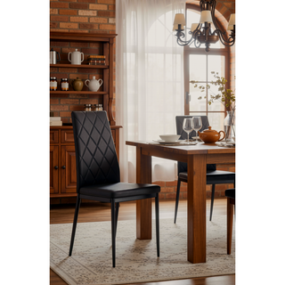 Sunvega PU Leather Diamond Shaped Dining Chairs Set Of Four For Family Meals