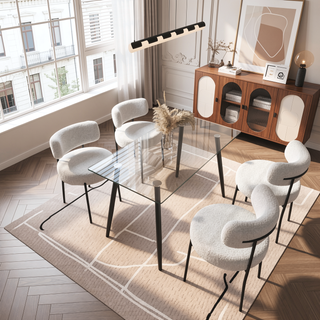 Sunvega Modern Minimalist 51" Rectangular Glass Dining Table for 4-6 with Tempered Tabletop