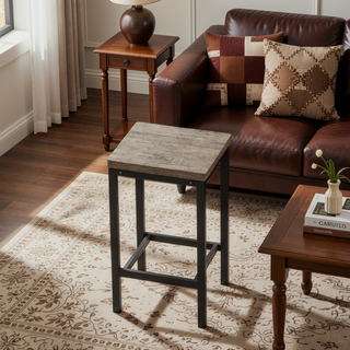 Sunvega Modern Brown Gray Dining Table Set with 3 Stools for Compact Spaces