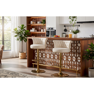 Sunvega Velvet 360 ° Rotating Bar Chair with Soft Pillow and Adjustable Height for Kitchen