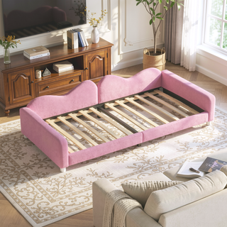 Sunvega Full Size Upholstered Daybed with Cloud Shaped Backrest and Sherpa Fabric
