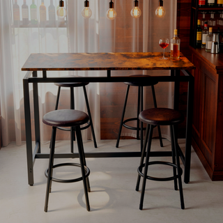 Sunvega 5-Piece Kitchen Counter Height Table Set with 4 Stools, Durable MDF and Iron Frame