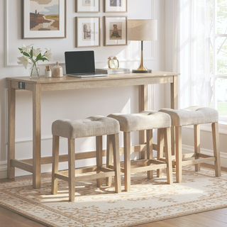 Sunvega 4 Piece Bar Table Set with USB Outlets and Padded Stools for Living Room