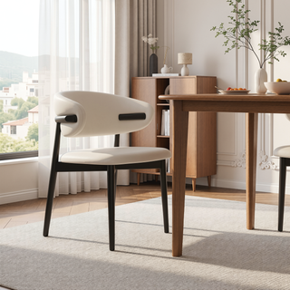 Sunvega Solid Wood PU Leather Upholstered Dining Chairs Set Of 2 With Ergonomic Curved Seat