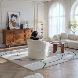 Sunvega Modern 360 Degree Swivel Sofa Chair with High Backrest and Velvet Upholstery