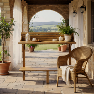 Sunvega Acacia Wood Balcony Bar Table with 48 Inch Unextended Length