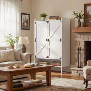 Sunvega 6-Tier Shoe Cabinet with Adjustable Shelves and Swinging Doors for Entryway