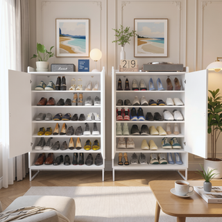Sunvega 6-Tier Shoe Cabinet with Adjustable Shelves and Swinging Doors for Entryway