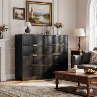 Sunvega Modern Wavy Pattern 6-Drawer Dresser with Ample Storage for Bedroom